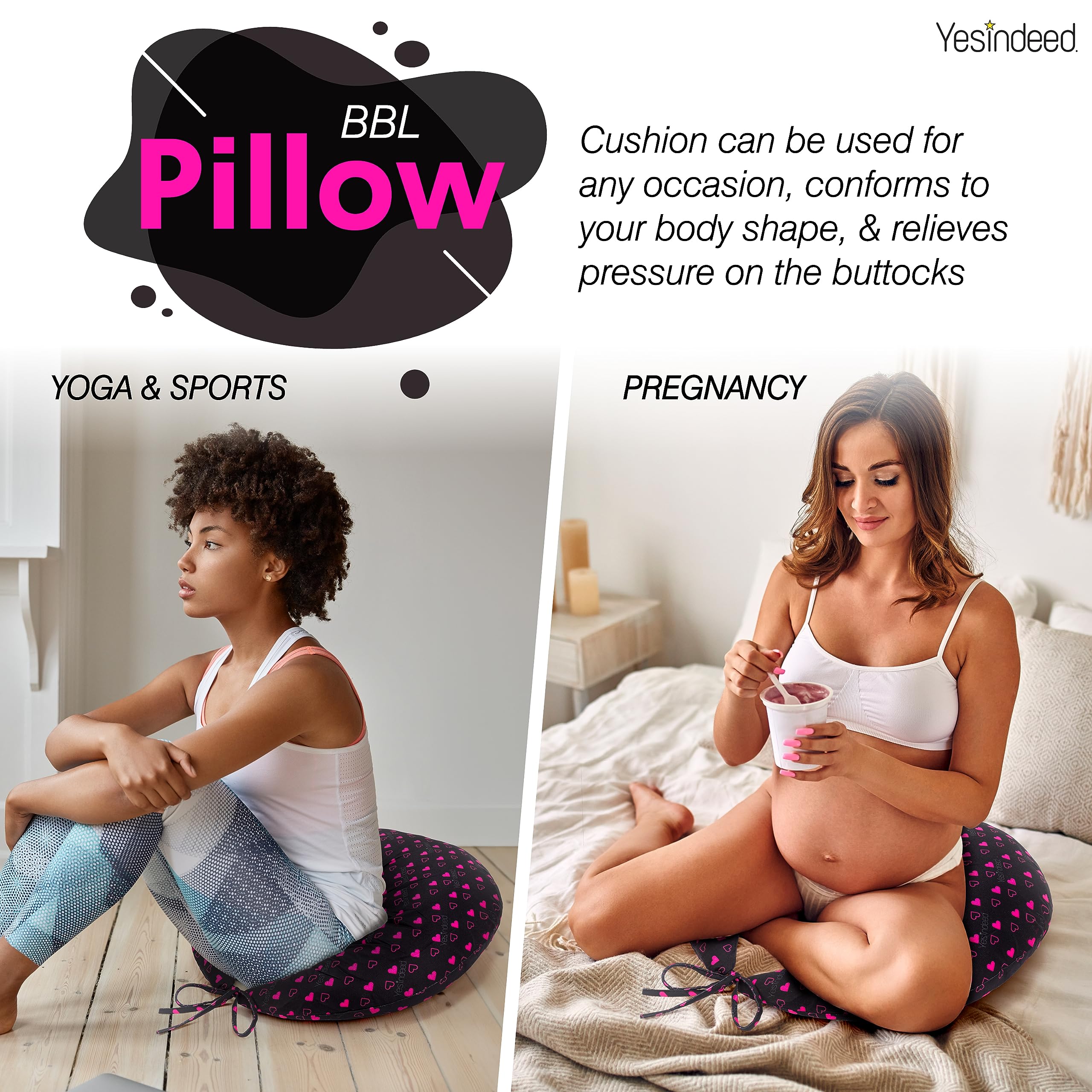 YESINDEED The Perfect Pink Combination for Sitting and Sleeping After Brazilian Butt Lift (BBL) Dr. Approved for Post Surgery Recovery - Image 5