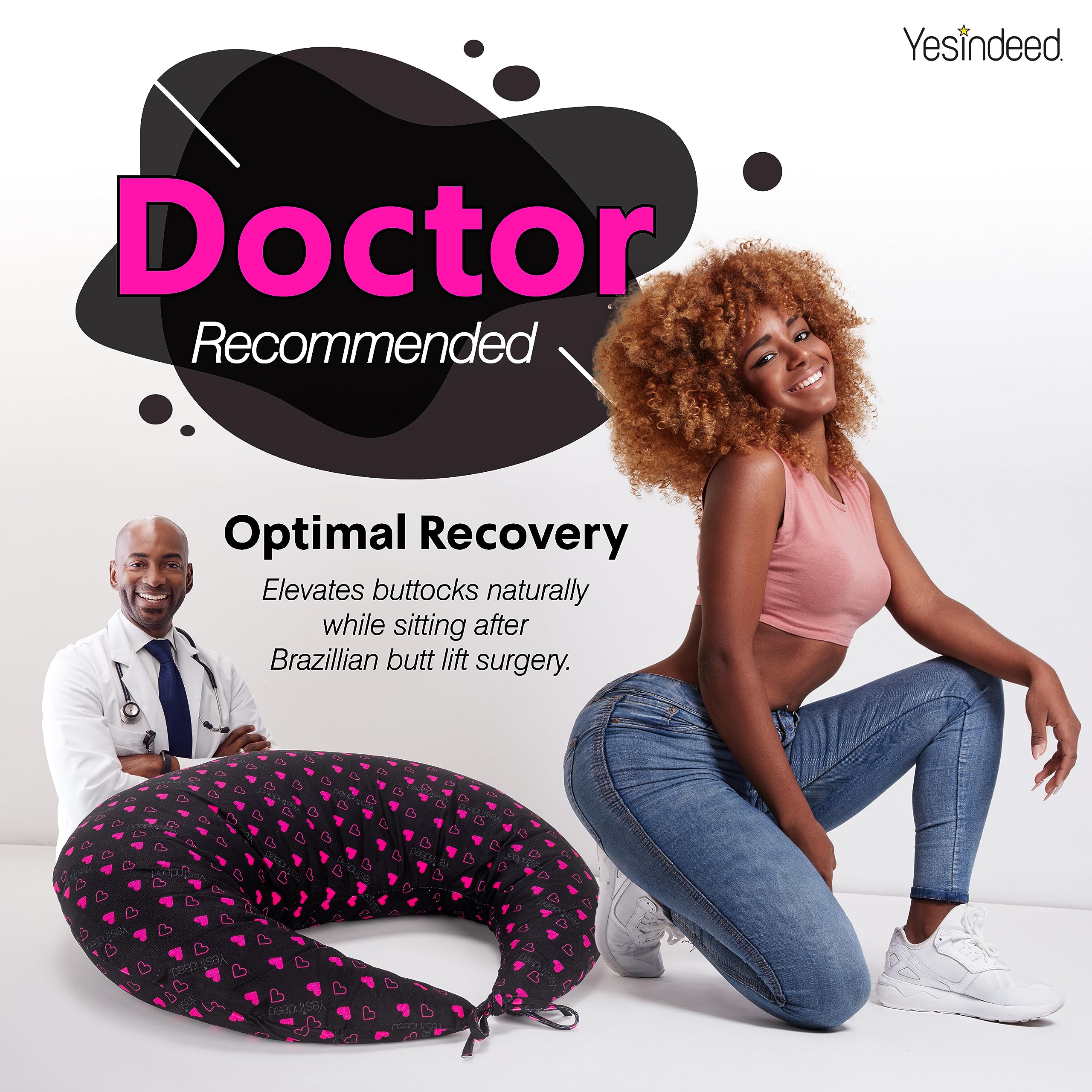 YESINDEED The Perfect Pink Combination for Sitting and Sleeping After Brazilian Butt Lift (BBL) Dr. Approved for Post Surgery Recovery - Image 7